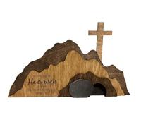Iyalezirk Ornamenti in Legno Scena di Resurrezione e Croce Set di Decorazione in Legno Kit Vassoio di Pasqua per Tomba