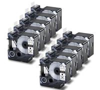 IYBYNYHN Confezione da 10 etichette a nastro standard D1 da 24 mm, nere su bianche, laminate, compatibili con le stampanti 53713 450 Duo