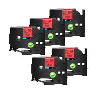 IYBYNYHN L'etichetta a nastro laminato sostituisce il nastro TZe-231 Tz-241 TZ131 6 9 12 18 24mm compatibile con la stampante(5PK Black on Red)