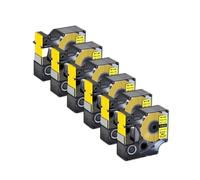IYBYNYHN Nastri adesivi per etichette termoretraibili di ricambio da 6 pezzi compatibili con l'etichettatrice 18051 4200 5200 6000(6PK Black on Yellow)