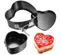 IYEREER 2 Pz Stampo Cuore Torta, Stampi Coppa Pasta di Acciaio Inox, 11 cm Mini Teglia a Cerniera, Set di Anelli per Torta Cuore Regolabile, Coppapasta Tortiera da Forno per Torte Dessert Mousse DIY