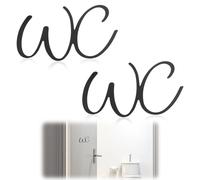 IYEREER 2 Targhette WC Autoadesive Nere 23x12cm per Porta Bagno | Segnaletica toilette resistente, adatta per installazione interna ed esterna sulla porta del bagno
