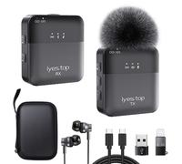 iyes.top Microfono Lavalier Wireless per USB C/Android Cellulare, Mini Microfono Senza Fili per Smartphone con Monitoraggio in Tempo Reale/Audience, Audio Ducking per Live, Vlog, YouTube/TikTok