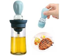 iYinJuan Dispenser di Olio con Spazzola in Silicone, Dispenser di Olio d'Oliva in Vetro, Bottiglia di Olio d'Oliva da 180 ml, Contenitore per Misurazione dell'Olio e Contagocce in Silicone per Cucina
