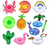 iYInJuan Set portabicchieri Gonfiabile da 11 Pezzi, con Mini Pompa d'Aria, portabibite per Vasca idromassaggio, Giocattoli gonfiabili per Piscina, Giocattoli per Piscina, per Feste, Vacanze, Bagno