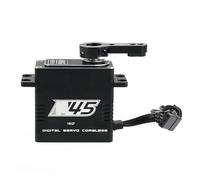 IYNWBJTS Servocomando Digitale da 45 kg con Telecomando HV, Ingranaggi in Metallo Senza Nucleo, 180/270/360, 1/8, 1/10, for Camion cingolati, alloggiamento in Alluminio Impermeabile(180 Degrees)