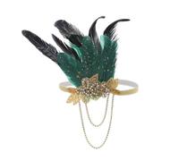 IYOU 1920 Grande Gatsby Fascia per capelli Verde Piuma Flapper Copricapo Strass Nappina Prom Festival Matrimonio Accessori per capelli per Donne