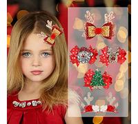 IYOU Accessori per capelli Natale fiocco rosso per capelli forma renna corna copricapo glitterato per donne e ragazze per Natale (confezione da 6)