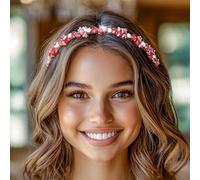IYOU Bandeau rétro en cristal rouge vin Tête en strass pour le mariage Accessoires de coiffure pour femmes