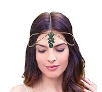 IYOU Catena di Testa da Sposa con Strass Fascia per Capelli in Cristallo Oro Accessori per Capelli da Sposa a Strati per Donne