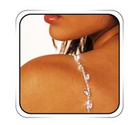 IYOU Cinghie per Reggiseno da Donna in Cristallo Argento a Foglia di Reggiseno Scintillante Strass Reggiseno Intimo Cinghie Nightclub Party Accessori per il Corpo Reggiseno Top Abito (2 Pezzi)