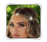 IYOU Cristallo Sposa Catena per la Testa A Strati Sposa Copricapo Nappa Strass Fascia per Capelli Pezzo di Capelli Festival Nozze Accessori per Capelli per Donne (Oro)