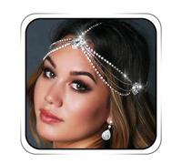 IYOU Cristallo Sposa Catena per la Testa A Strati Sposa Copricapo Nappa Strass Fascia per Capelli Pezzo di Capelli Festival Nozze Accessori per Capelli per Donne (Argento)