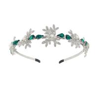IYOU Fascia da Sposa in Cristallo lucido Coroncina Verde Strass Foglia Vintage Prom Nuziale Accessori per capelli per le donne