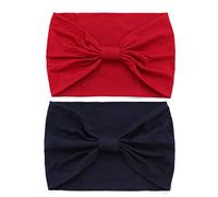 IYOU Fascia larga africana per capelli con nodo rosso, fascia per capelli in cotone, per yoga, corsa, confezione da 2