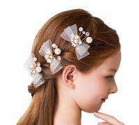 IYOU Fermaglio per capelli con fiocco in oro con fiore di perle e cristalli accessorio per capelli per la prima comunione per fiori e damigelle d'onore (confezione da 3)