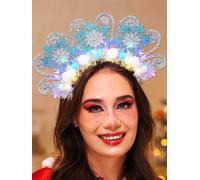 IYOU Fiocco di Neve Luminoso Cerchietto Blu Led Natalizi Fasce per Capelli Festival Copricapo Cosplay Festa Costume Natale Accessori per Capelli per Donne