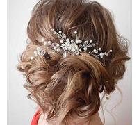 IYOU Forcine per capelli a forma di fiore per sposa con strass accessorio per capelli da sposa per donne e ragazze (argento)
