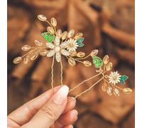 IYOU Margherita Sposa Matrimonio Forcine per Capelli Oro Fiore Pezzi per Capelli Cristallo Spose Damigella D'onore Accessori per Capelli per Donne e Ragazze (Confezione da 2)