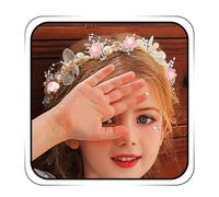 IYOU Nozze Pezzo di Capelli Oro Perla Fascia per Capelli Nuziale Baby's Respiro Cristallo Vite per Capelli per Principessa Ragazze di Fiori e Damigella D'onore (Rosa)