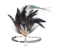 IYOU Pavone Piuma Gatsby Copricapo Verde Strass Flapper Fascia per capelli Partito Prom 1920s Accessori per Capelli per Donne