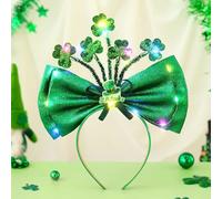 IYOU San Patrizio Led Fascia per capelli Fiocco Verde Illuminato Cerchietti Lampeggiante Shamrock Irlandese Copricapo Partito Festa Accessori per capelli per Donne