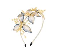 IYOU Sposa Matrimonio Cerchietti Fiore Blu Spose Fascia per Capelli Vintage Filo di Rame Damigella D'onore Ospite Accessori per capelli per Donne