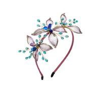 IYOU Sposa Matrimonio Fascia per Capelli Verde Floreale Rame Filo Cerchietto Vintage Cristallo Ballo Fine Anno Tea Party Accessori Capelli per Donne