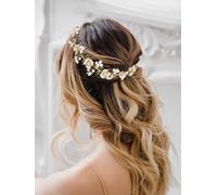 IYOU Sposa Matrimonio Vite per Capelli Oro Fiore Fascia Foglia Perla Copricapo Damigella D'onore Sposa Accessori per Capelli per Donne