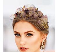 IYOU Sposa Nuziale Vite per Capelli Viola Fiore Rame Filo Fascia Ospite Damigella D'onore Cerchietto Matrimonio Accessori per Capelli per Donne