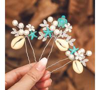 IYOU Stella Marina Sposa Matrimonio Forcine Capelli Argento Conchiglia Fermagli Capelli Perla Fiore Comunione Damigella D'onore Accessori Capelli per Donne (Confezione da 3)