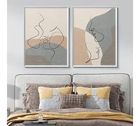 iYoucase Astratto Boho Parete Arte Coppia Uno Linea Disegno Poster Stampe Coppia Baci Linea Amore Tela Quadro Per Soggiorno Camera Casa Decorazioni 50x70cmx2 Senza cornice