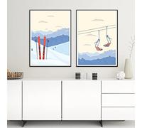 iYoucase Vintage Ski Lift Poster Stampa Sci Inverno Montagna Paesaggio Wall Art Canvas Painting Snowy Quadro For Living Room Wall Decorazioni 40x60cmx2 Senza Cornice