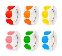 Iyowei 3000PCS 2.5cm Adesivo Rotondo Adesivi a Cerchio Adesivi a Punti Circolari Etichette Adesivo Rotondo Adesivi Rotondi Rimovibili Pollice Rotoli di Etichette con 6 Colori, 500 Ciascuno Colore