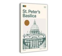 IYQTAGGH Poster su tela con Basilica di San Pietro in Vaticano, decorazione per camera da letto, ufficio, camera da letto, regalo, 20 x 30 cm