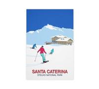IYQTAGGH Poster su tela con immagine di Santa Caterina con sci, decorazione per camera da letto, ufficio, camera da letto, regalo, 50 x 75 cm