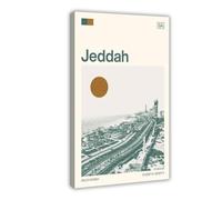 IYQTAGGH Poster su tela, motivo: viaggio a Jeddah, Arabia Saudita, decorazione per camera da letto, ufficio, stanza, regalo, 50 x 75 cm