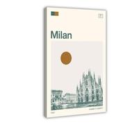 IYQTAGGH Poster su tela, motivo: Viaggio a Milano, Italia, decorazione per camera da letto, ufficio, camera da letto, regalo, 30 x 45 cm