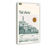 IYQTAGGH Poster su tela, motivo: viaggio a Tel Aviv, Israele, decorazione per camera da letto, ufficio, camera da letto, regalo, 30 x 45 cm