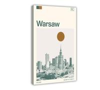 IYQTAGGH Poster su tela, motivo: viaggio a Varsavia, Polonia, decorazione per camera da letto, ufficio, stanza, regalo, 20 x 30 cm
