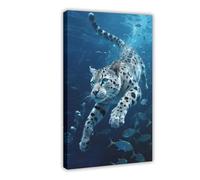 IYQTAGGH Stampa artistica da parete con gatto del Bengala nel mare profondo, stampa artistica da parete per soggiorno e camera da letto, 50 x 75 cm