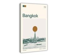IYQTAGGH Stampa artistica da parete su tela, motivo: Viaggio a Bangkok, Thailandia, per soggiorno e camera da letto, 40 x 60 cm