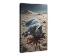 IYTAFGYT Poster su tela, motivo: gatto egiziano del terrore della morte, deserto, decorazione per camera da letto, regalo, 60 x 90 cm