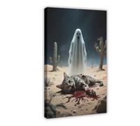 IYTAFGYT Poster su tela, motivo: gatto egiziano del terrore della morte, deserto, decorazione per camera da letto, regalo, 20 x 30 cm