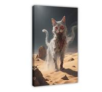 IYTAFGYT Poster su tela, motivo: gatto egiziano del terrore della morte, deserto, decorazione per camera da letto, regalo, 60 x 90 cm