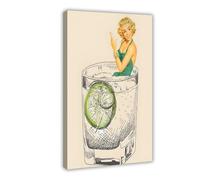 IYTAFGYT Stampa artistica da parete con stampa artistica da parete con stampa di Martini con gocce di limone, 50 x 75 cm