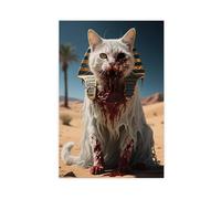 IYTAFGYT Stampa artistica da parete su tela, motivo: gatto egiziano del terrore della morte nel deserto, 50 x 75 cm