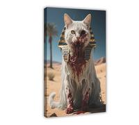 IYTAFGYT Stampa artistica da parete su tela, motivo: gatto egiziano del terrore della morte nel deserto, 40 x 60 cm