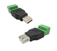 iYueMps - 2 Pezzi Connettore USB 2.0 A Maschio Femmina USB a 5 Pin Connettore Adattatore Terminale a Vite, USB 2.0 A Adattatore Morsettiera a Vite