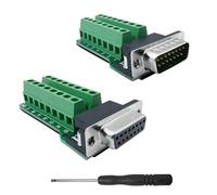 iYueMps DB15 - Adattatore terminale 1 paio di connettori a 15 poli + presa Breakout adattatore D-SUB RS-232 seriale a 15 pin, morsettiera senza saldatura (spina + femmina)